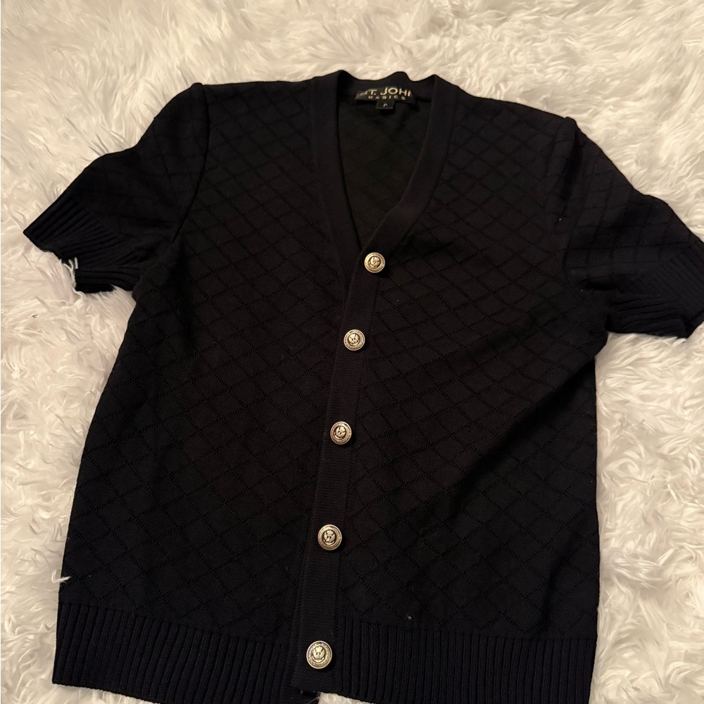 Womens Black Balmain Inspired Cardigan Sweater